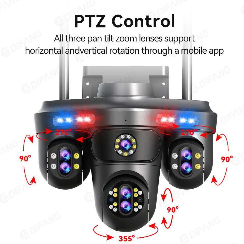RDV DIFANG 35MP WiFi IP 4 Screens 7 Lens 10X Zoom Outdoor Wireless PTZ Security Cam Auto Tracking CCTV Surveillance Camera 26W0306