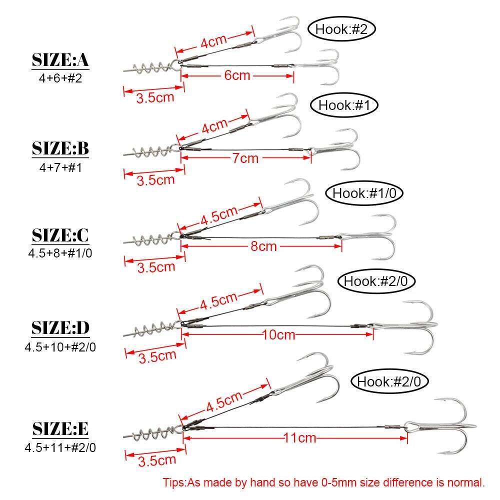 Spinpoler Corkscrew Stinger Rig Hook Double Sharp Treble Pike Bass Fishhook High-Carbon Steel For Soft Lure Fishing Equipment S260305