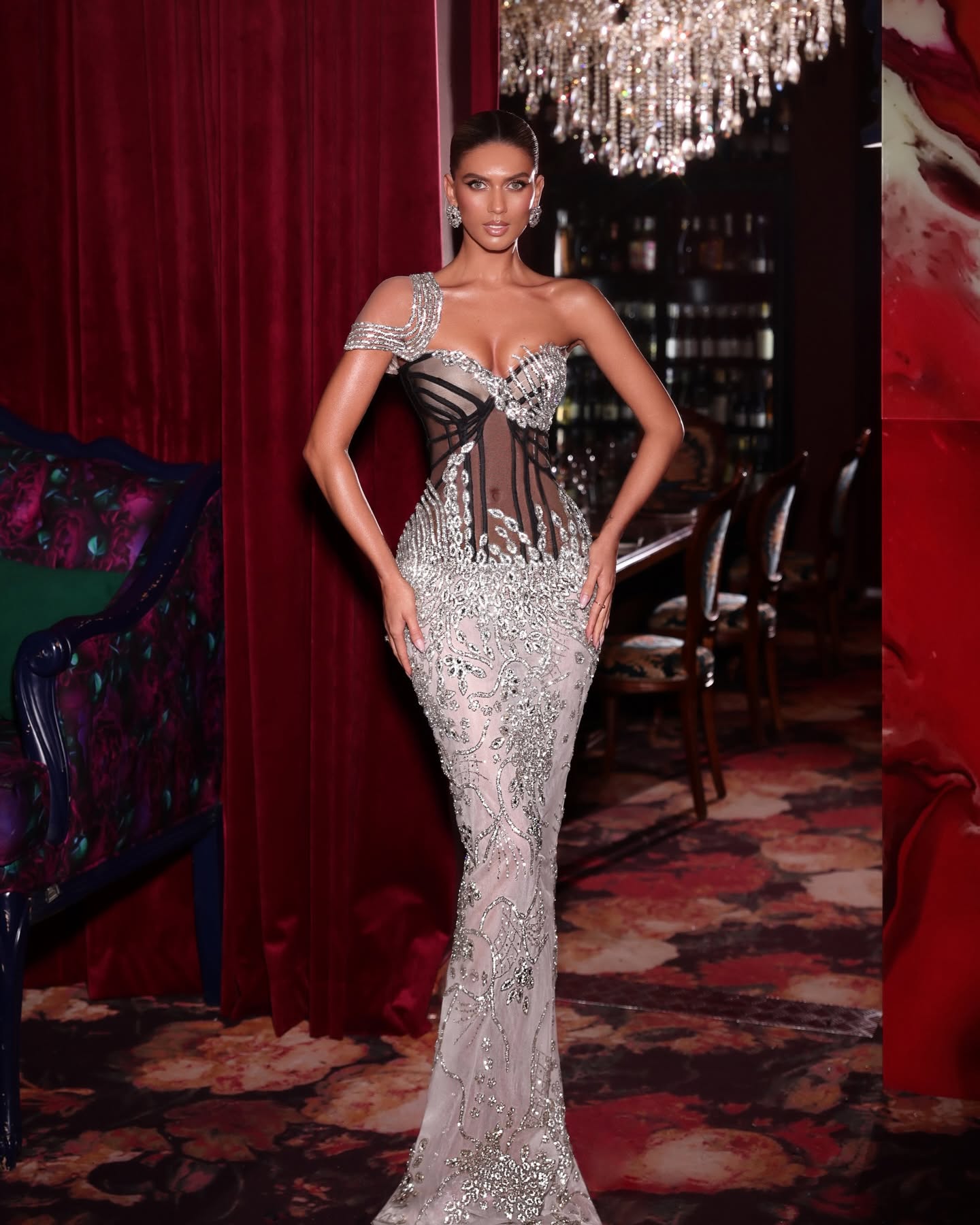 New Arrival Evening Dresses Mermaid One Shoulder Rhinestones Crystals Prom Dresses Backless Celebrity Party Gown Customized Vestido De Novia