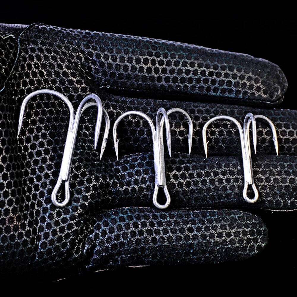 10pc/Box White Color FISHHOOK Overstriking Antirust Fishing Tackle 1/0#2/0#3/0# High Carbon Steel Treble Hook S260305