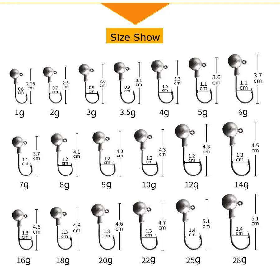 JYJ Jig Head Hook 1g 2g 3g 4g 5g 6g 7g 8g 9g 10g 12g 14g 16g Fish Hooks for Soft Lure Pesca Cranks Bass Rig Tackle Fishhook S260305