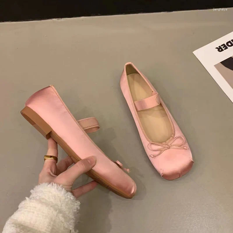 Casual Shoes Ballet Dance Women Mary Janes Flats Bow Dress Summer Sandals 2024 Designer Spring Walking Femme Zapatillas