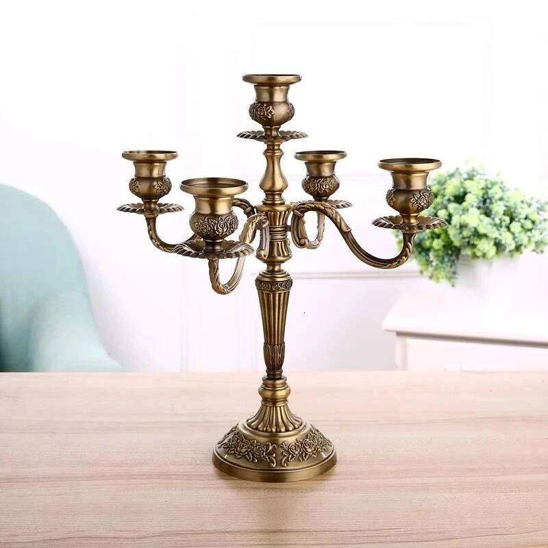 New Bronze Candelabra Metal 5-arms/3 arms Candle Holders Wedding Decoration sticks Event Stand Table Centerpiece XJ260305
