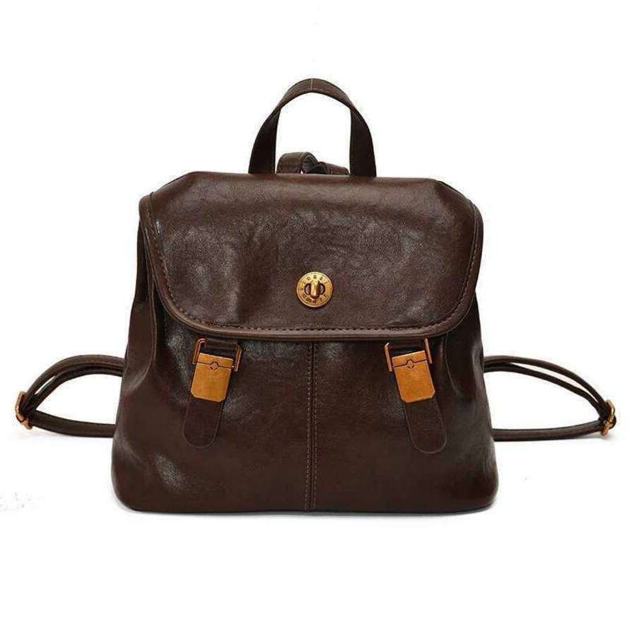 OLOEY Women Small Pu Leather Backpacks 2025 New Korean Fashion Vintage Luxury Backpack Student School Bag Back Packs Practical Bag