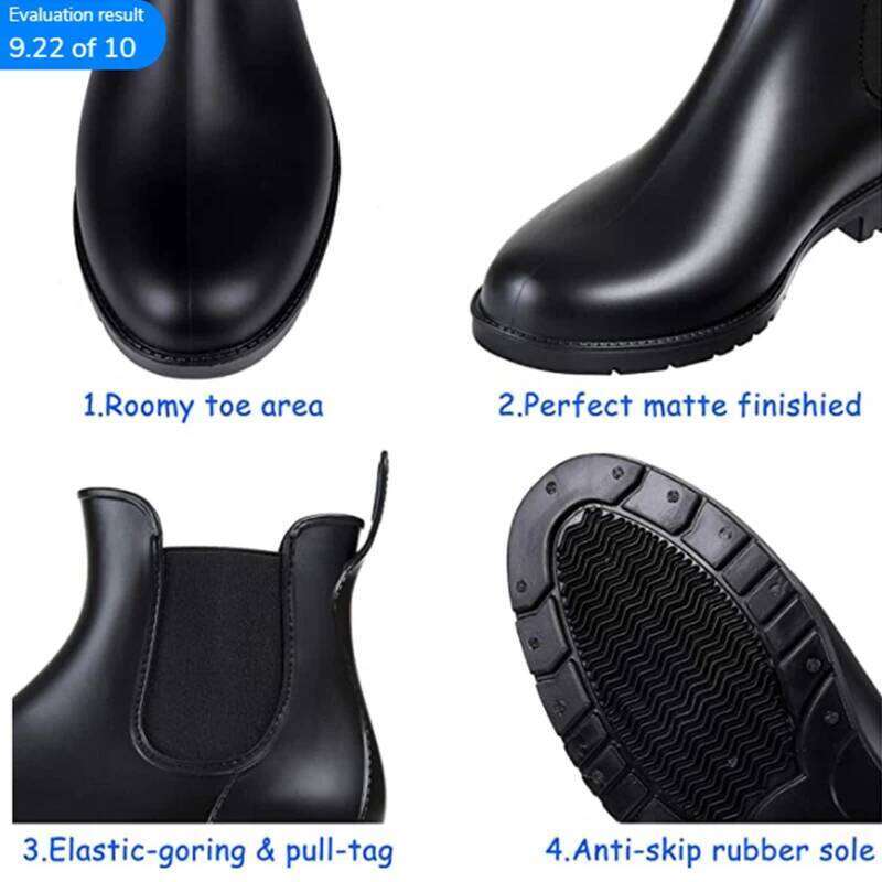Litfun Women Chelsea Rain Shiny Ankle Waterproof Upper Toe Elastic Band Low Sole Fashion Non-slip Comfortable Boots