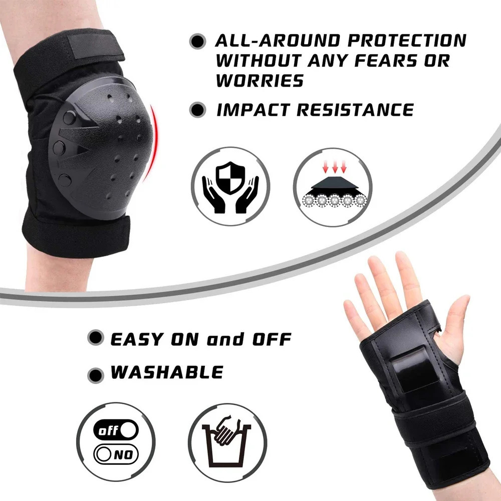 KidsAdults Knee Elbow Pads Wrist Guards Protective Gear Set for Roller Skates Cycling BMX Skateboard Scooter Riding Sports 260228