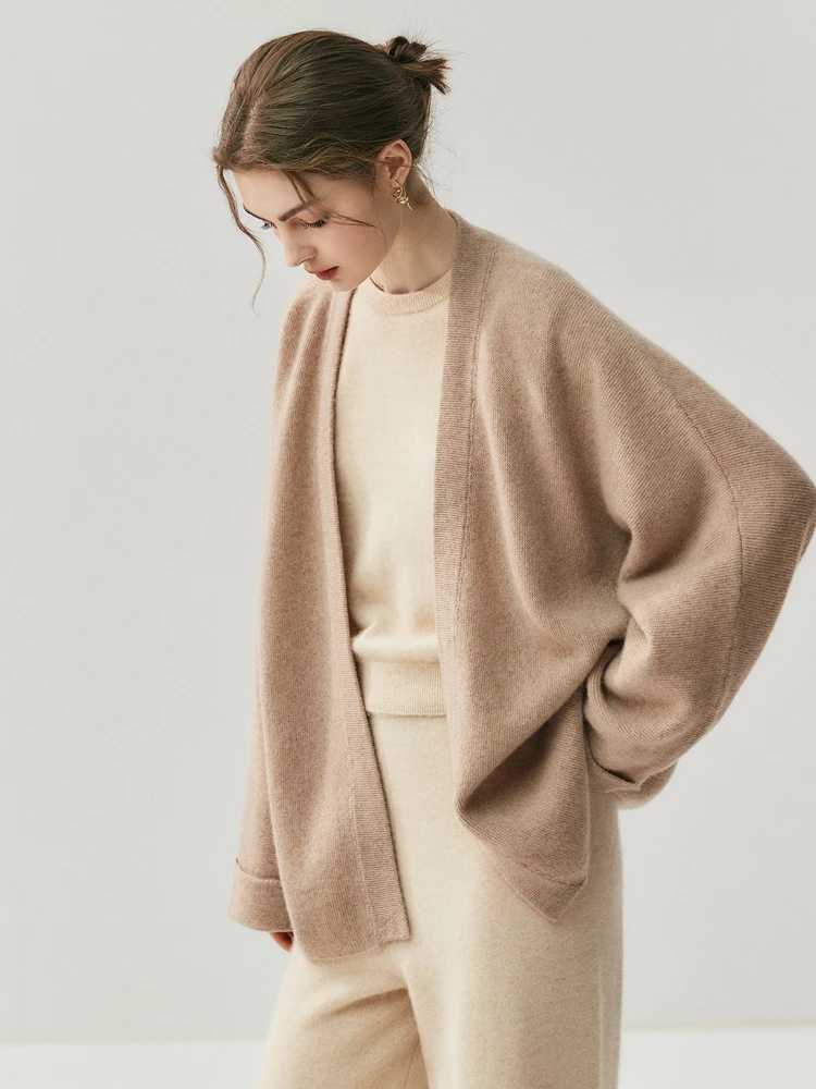 Lazy and extravagant cashmere ladies Joker V-neck coat knitted loose sweater cardigan M260306