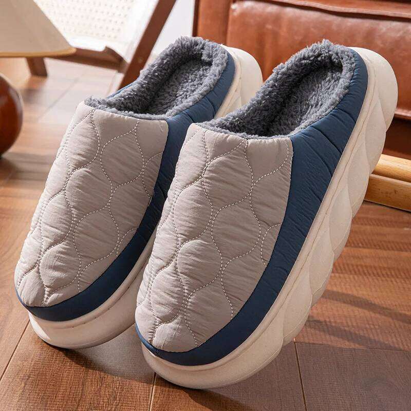 Pallene Winter Plush Lining For Men EVA Soft Sole Comfy House Platform Indoor Slides Furry Warm Men's Slippers
