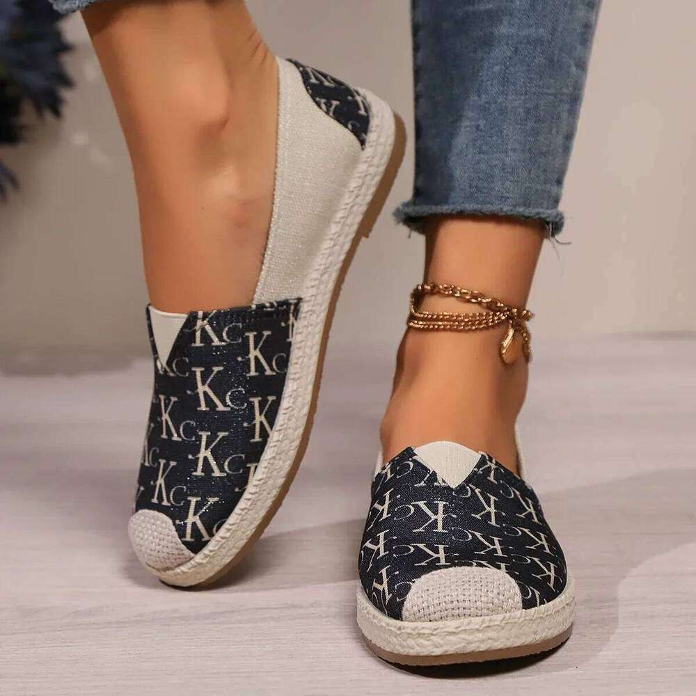 2025 Spring Women's Handmade Lace Flats Cloth Breathable Comfortable One-pedal Casual Shoes Soft and Non-slip Soles