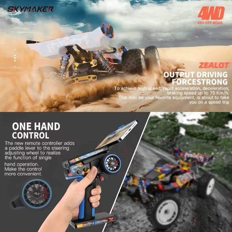 WLtoys 1:12 RC 124007 124008 V8 4WD Brushless Motor Max 75Km/H /12 High Speed Off-Road Remote Control Racing Car Toys Gift C260305