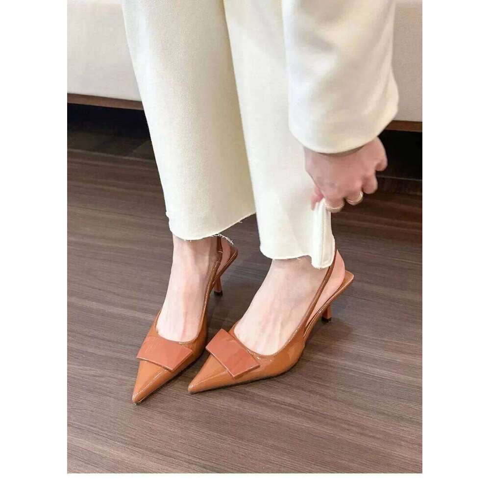 2025 Trend Designer Pointed Toe Heeled Sandals Women Elegant Shallow Mid Heels Fashion Pumps Spring Dress Party Lady