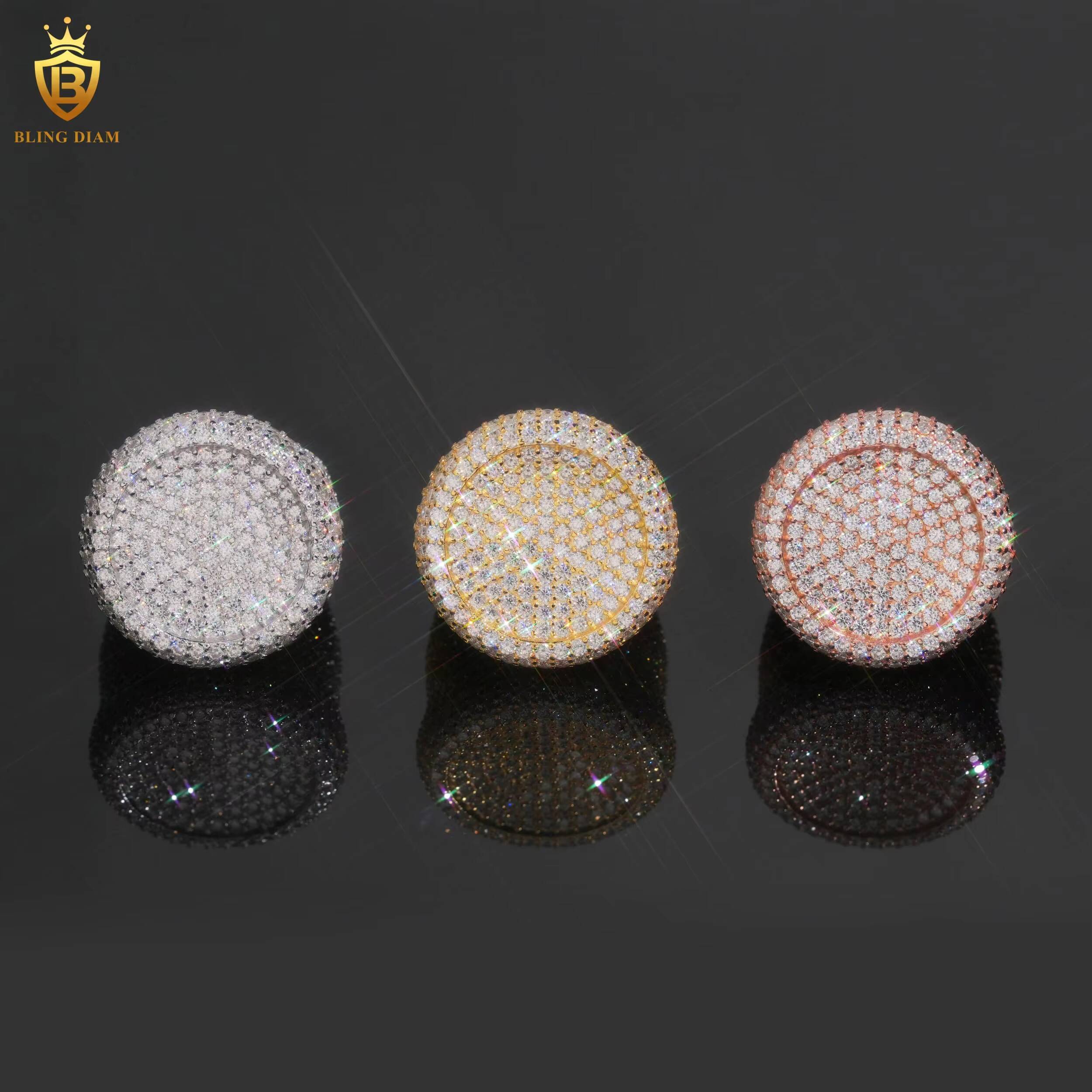 Iced Out Silver Rings Moissanite Ring Hiphop Round Brilliant Moissanite GRA Certified D VVS Fine Moissanite Jewelry Rings Men