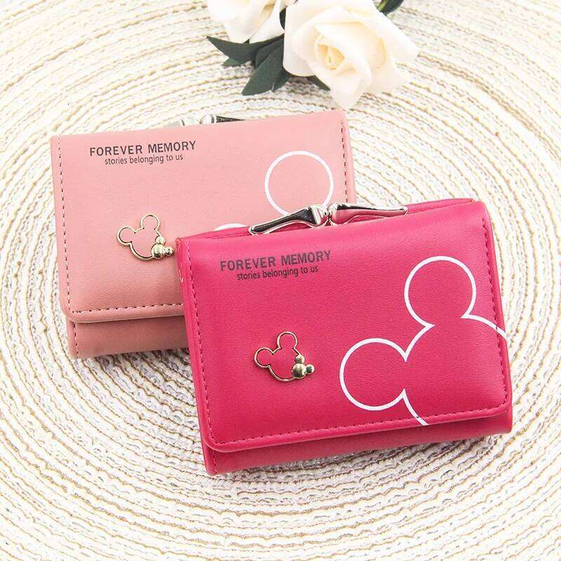 New Women's Wallet Cute Cartoon Letter Printed Students Coin Purse Triple Fold Short Style Wallets for Women Girls Handheld Bags C260304