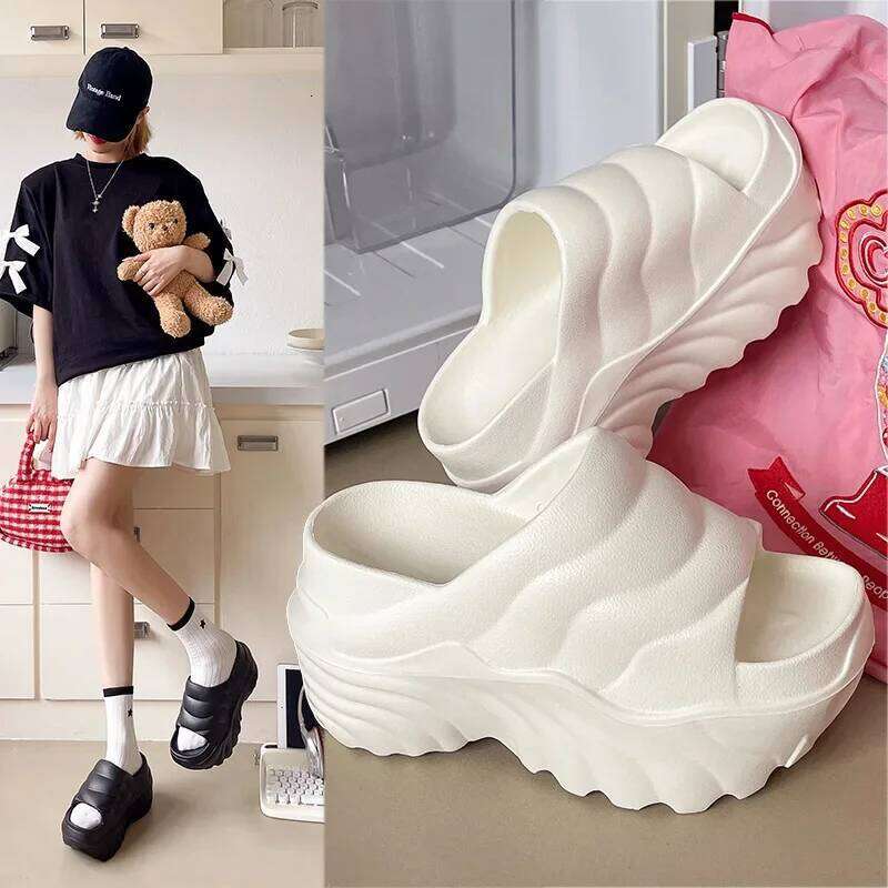 10cm Increased Wedges Slippers 2024 Summer Breathable Casual Platform Slides Shoes for Women Light Slip on Female Sandals