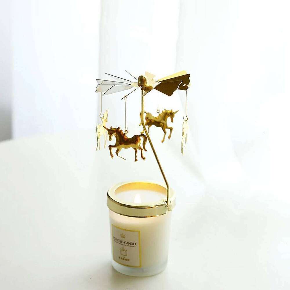 Gold Metal Rotating Tealight Candle Holder for Table Design Candlesticks - Elegant Dining Room Decor, Unique Centerpiece XJ260305