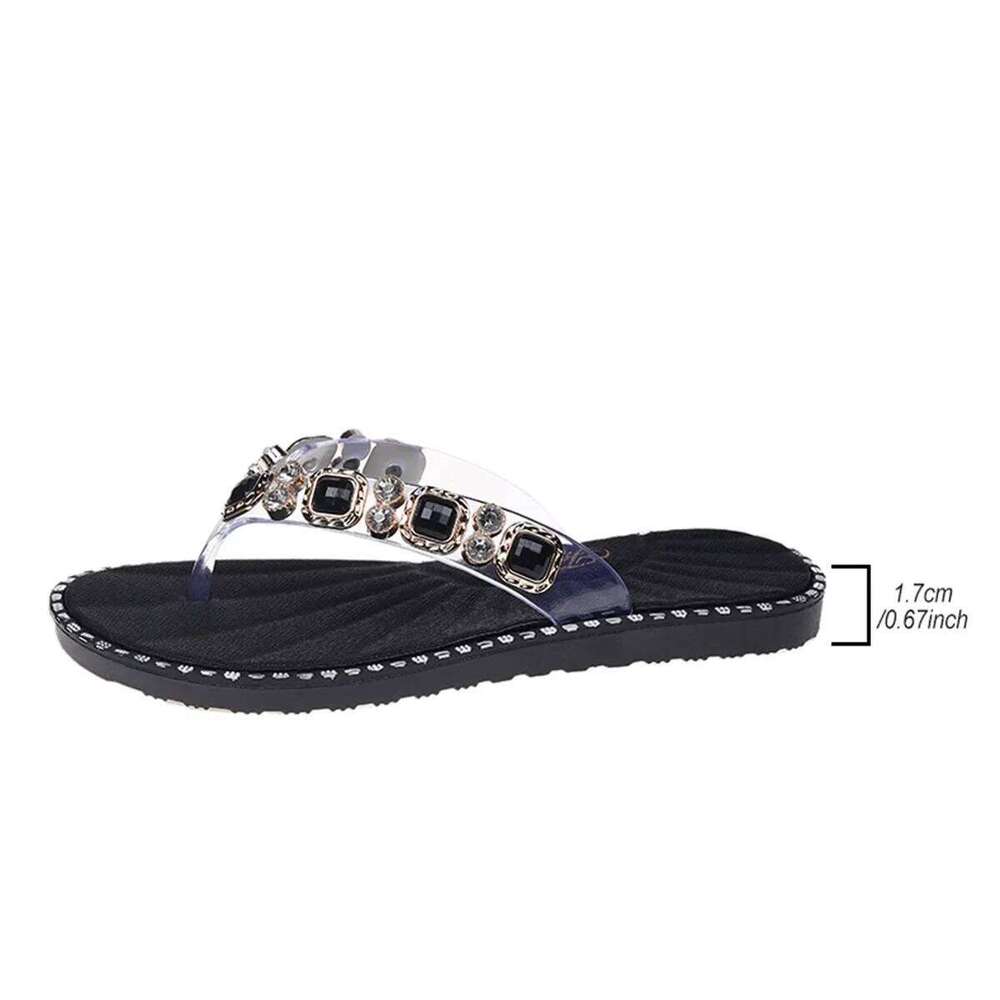 2025 Shoes Woman Spring Summer Thong Flat Flip Flops Comfortable Rhinestone Fashion Opened Toe Luxury Sandals Women Designers