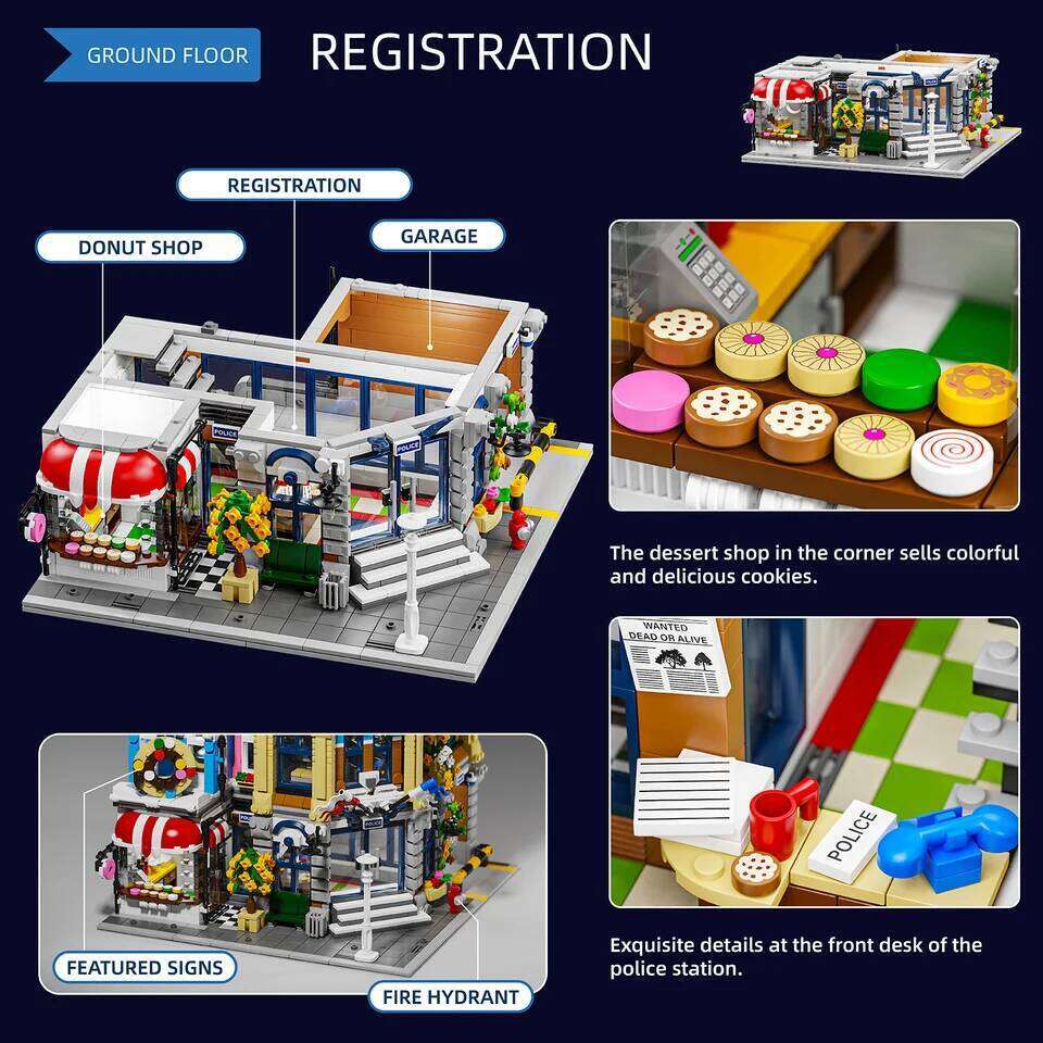 Brick Town Police Station House Sets,City Apartment Store Model Modular Buildings Blocks Gift for Adults Kids 3200PCS Z260305