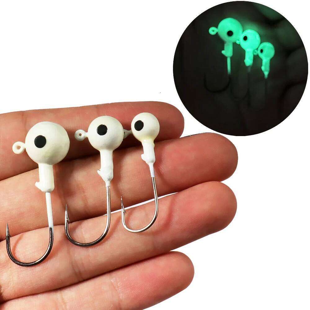10pcs/lot Metal Jig Hooks 3.5g 18g Color 3D Eye Ball Jigging Head Hook Barbed Crank Shank for Soft Lure Worm Fishing Fishhook S260305