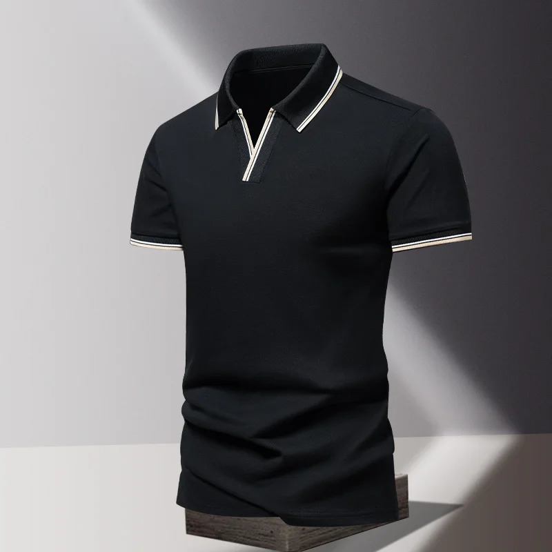 POLO shirt mens summer fashion ice silk quick drying short sleeved T-shirt solid color loose casual business collar top 260304