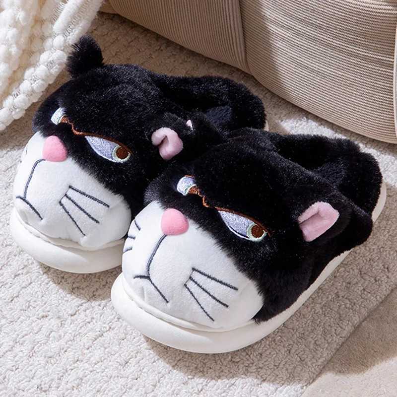 Womens New Winter Cat Slippers - Cute Couples Warm Thick-Soled Fleece-Lined Non-Slip Home Slippers S260305