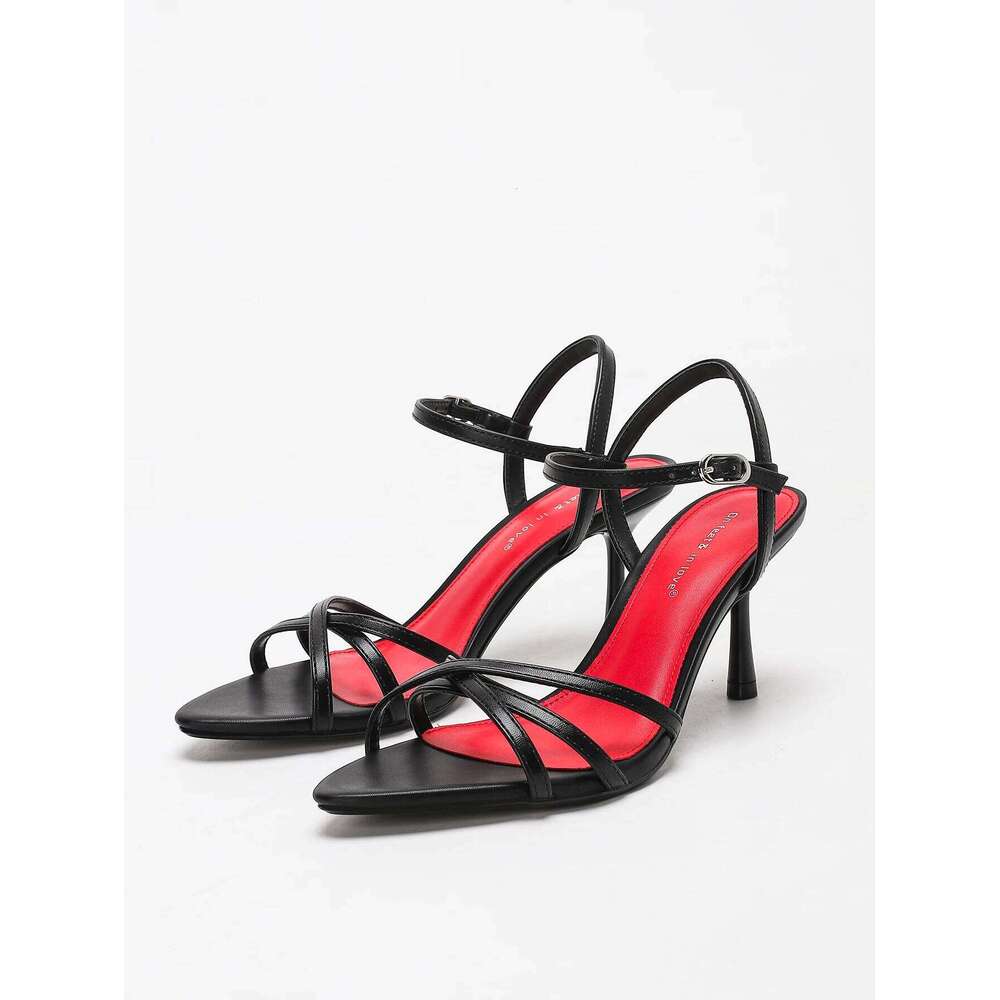 Women's Criss-Cross Thin Strap Ankle-Clasp Pointed-Toe Stiletto Sandals.