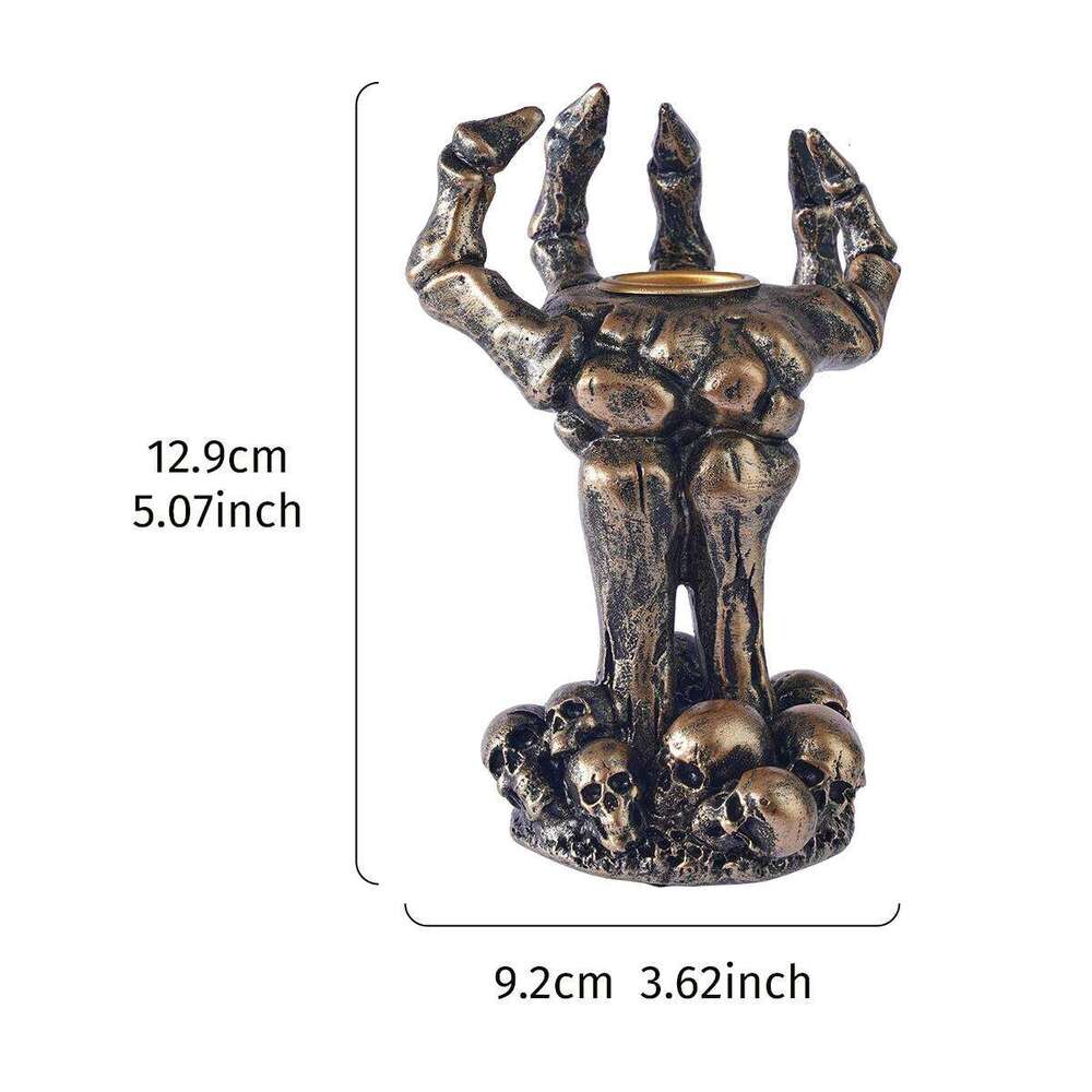 1PC,Halloween party,Halloween resin material retro skull hand decorated candlestick XJ260305