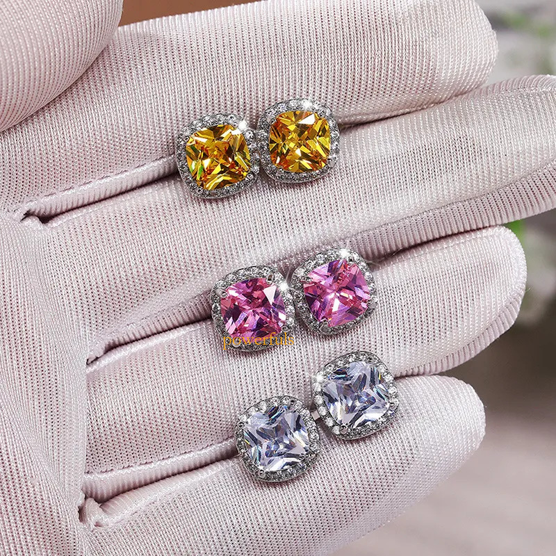 Square Cubic Zircon Diamond Earring Charm Silver Gold Designer Flower Love Heart Owl Pearl Wedding Stud Earrings Dangle Gift for Woman Fashion Jewelry