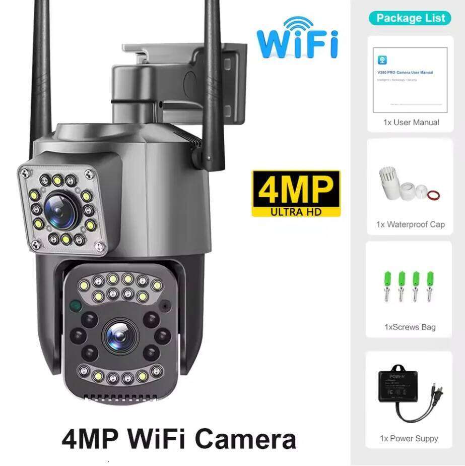 8MP 4K Lens PTZ Dual Screen AI Human Tracking Outdoor CD CARD 4MP WIFI Surveillance IP Camera V380 PRO 26W0306