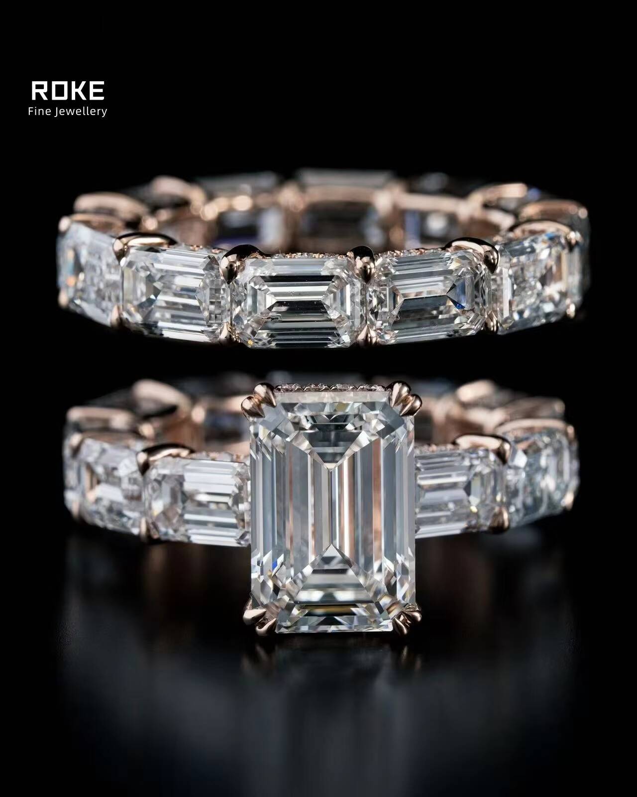 1-5CT Emerald Cut Lab Diamond Ring 9K-18K Gold/Platinum IGI Certified Bridal Jewelry for Women