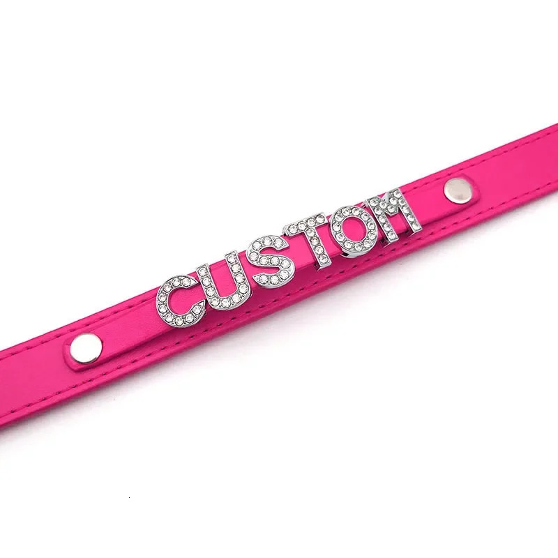 Sexy Rosy Leather Customized Name Letters Collar Choker Necklace DIY Personalized Cosplay Buckle Belt Chocker Jewelry Gift 260302