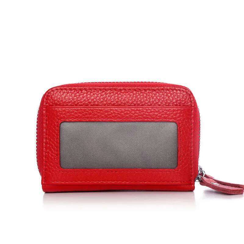 Fashion Brand Genuine Leather Women Holder Double Zipper Large Capacity Female ID Credit Card Case Bag Wallet C260304