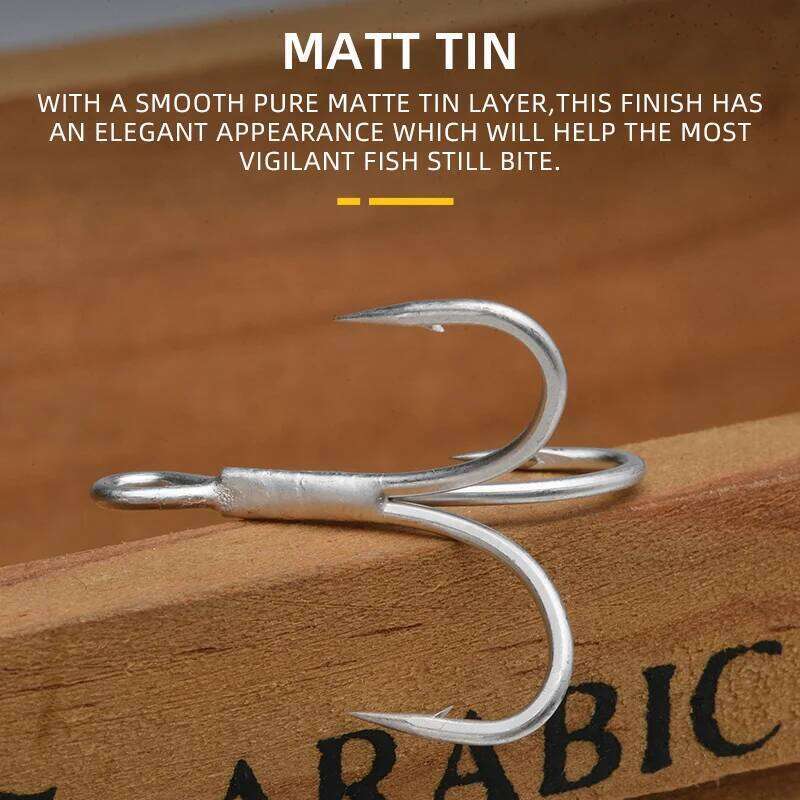 BLUX 2X Strong O'SHAUGHNESSY Treble Hooks 4# 6# 8# 10# 10pcs/lot Matt Tin Saltwater Fishing Lure Sharp Fishhook Terminal Tackle S260305