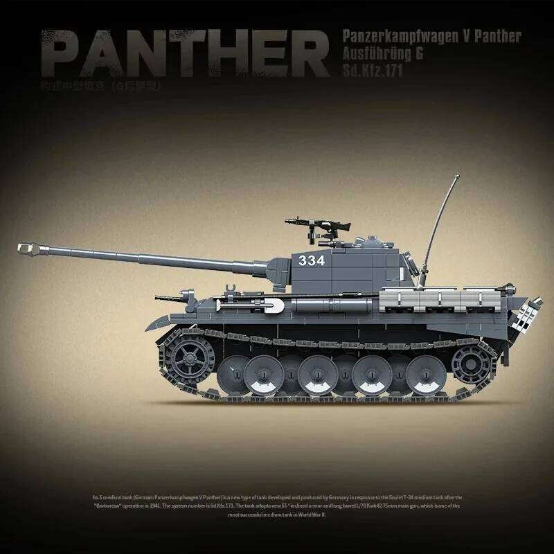 Military World War II Series Panther Type-G Tank Building Block Toy Collection Model Children For Christmas And Birthday Gifts Z260305