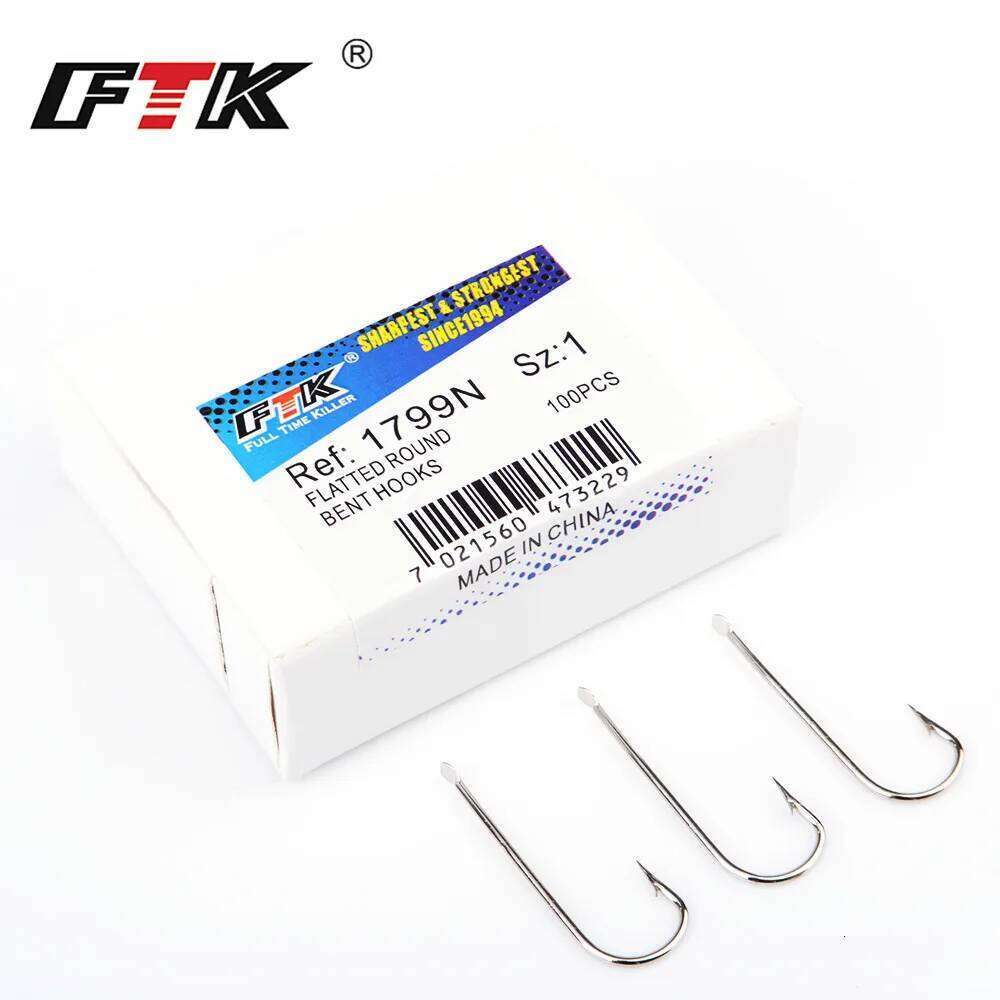 FTK- Long Handled Flat Fishhook High Carbon Steel Iseni Marushi 100Pcs Double-back Thorn Barbed Eel Hook for Fishing Accessories S260305
