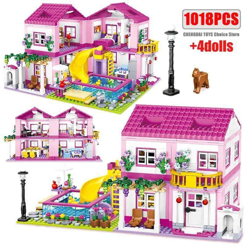City House Summer Holiday Villa Castle Building Blocks Sets Figures Swimming Pool DIY Toys For Kids Friends Girls Birthday Gifts Z260306
