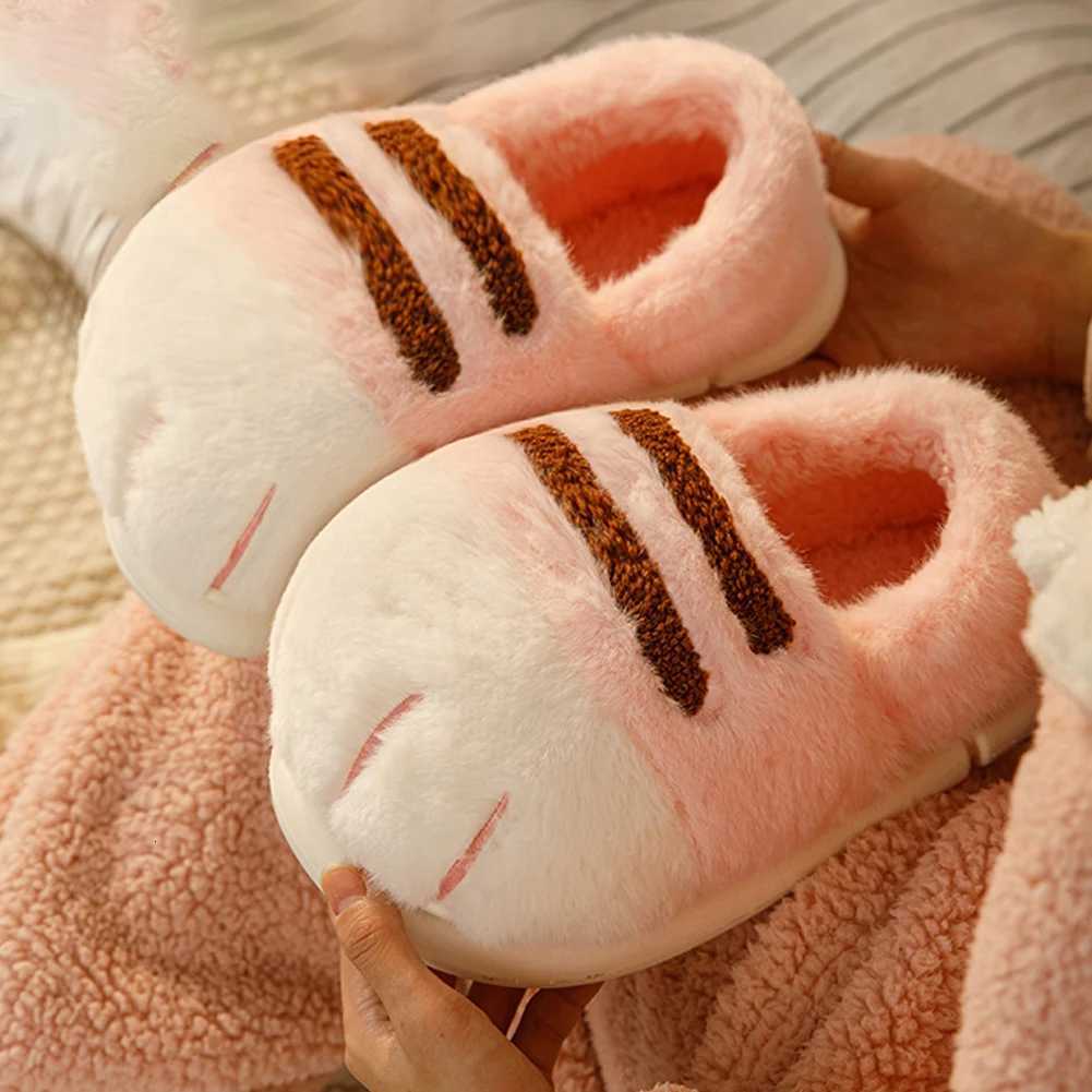 Cat Paw Feet Slippers Woman Fluffy Closed Heel Home Shoes for Winter Warm Slip On Animal Claw Slipper Furry Loafer Indoor Slippe S260305