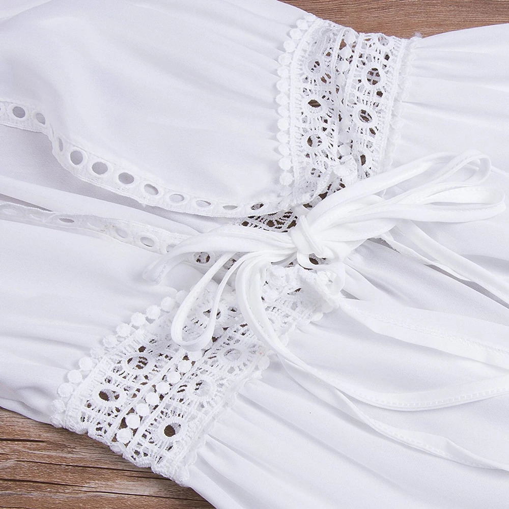 Womens Summer Dress Lady Lace Boho Beach Swimsuit Bikini Cover Up LaceUp Long Blouse Hollow Out Sun Protection Cardigan Shawl 260228