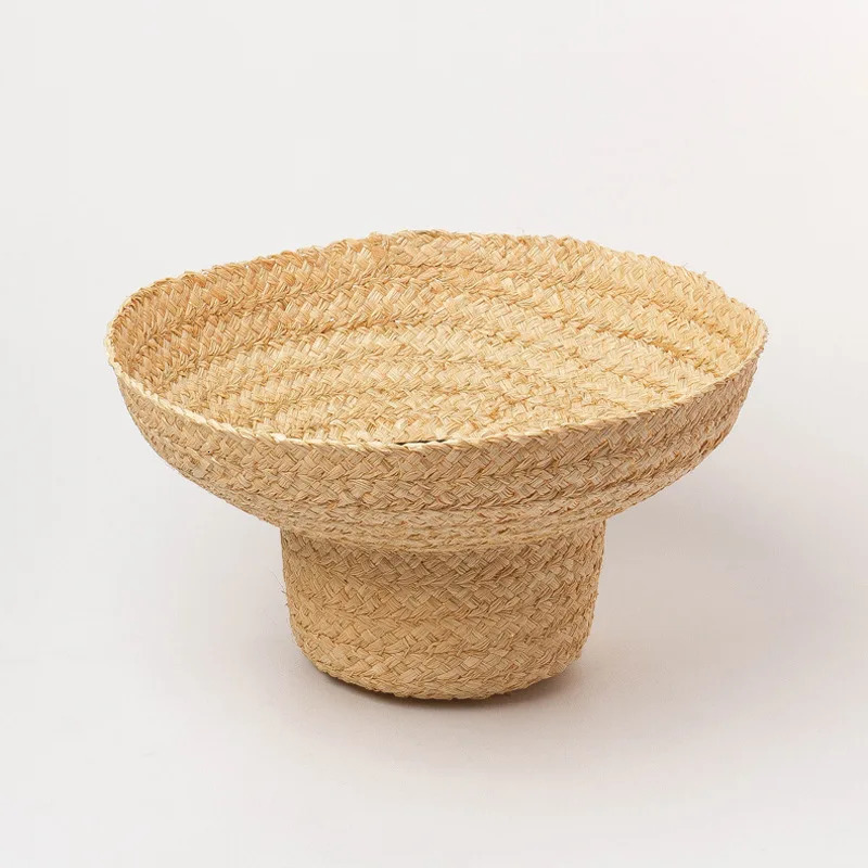 Summer Sun Hat Hand-knitted Raffia Retro Travel Sunscreen Beach Vacation Straw Hat with Lacing for Children Adult Holidays 260228