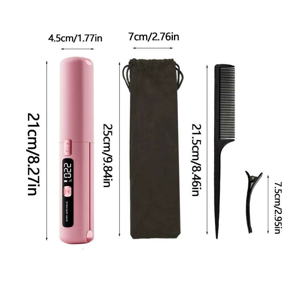 Mini Straightener Curler Wireless Portable USB Charging Dormitory Salon Tool Hair Styling Accessories Travel Use 26Y0306