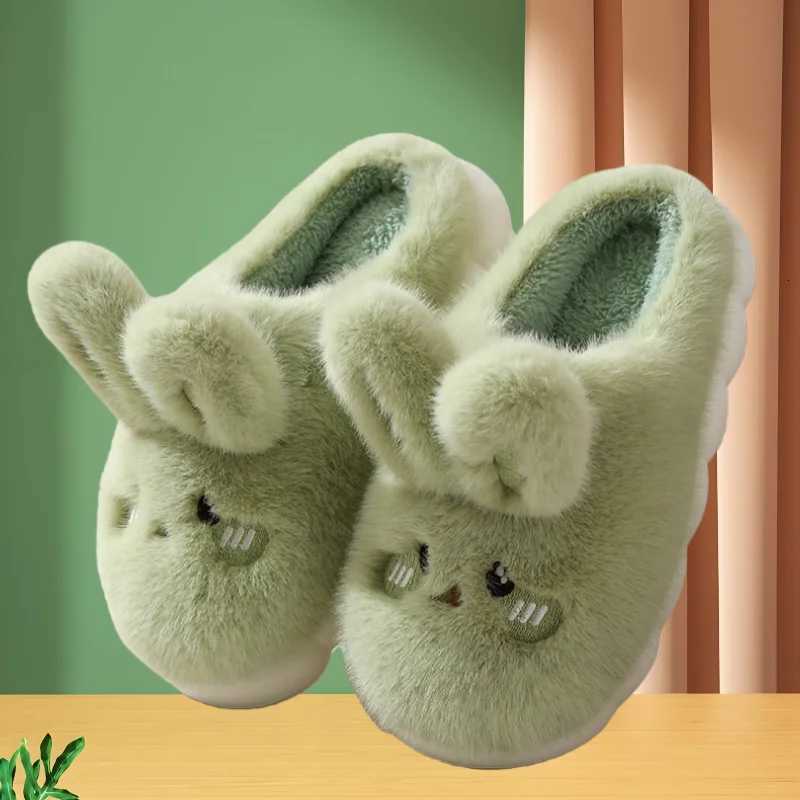 Winter Cute Plush Rabbit Cotton Slippers For Women Couple Indoor Soft Thick Soles Sandals Adults Household Warm Non-slip Slides S260305
