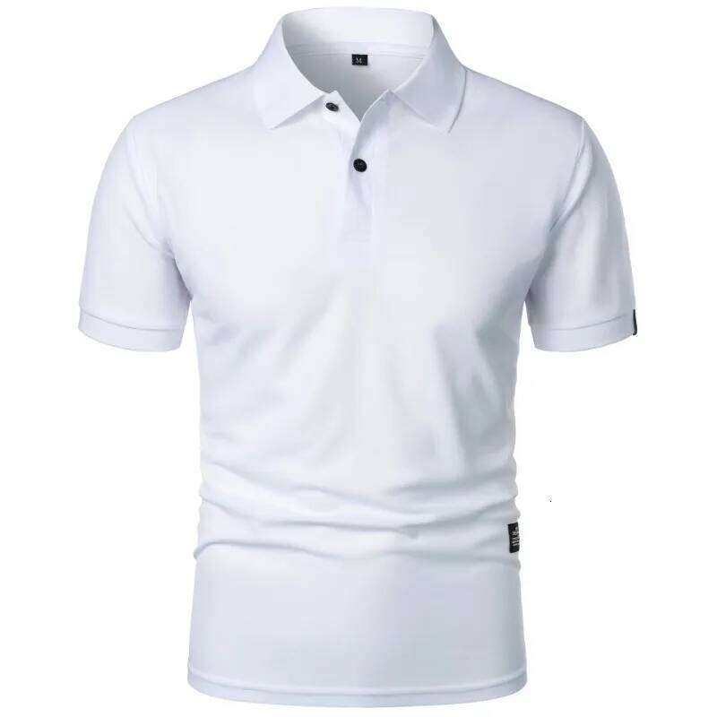New Solid Color Polo Shirt Men's Short Sleeve Button Tshirts Lapel Lightweight Streetwear Sport Casual Tops 26H0306