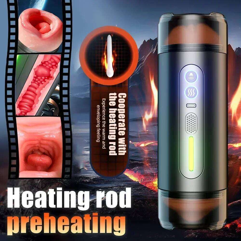 Toy Automatic Masturbation Cup Male Masturbator Toys Deep Throat Realistic Oral Vagina Blowjob Heating Vibrating Sex Machine W260305