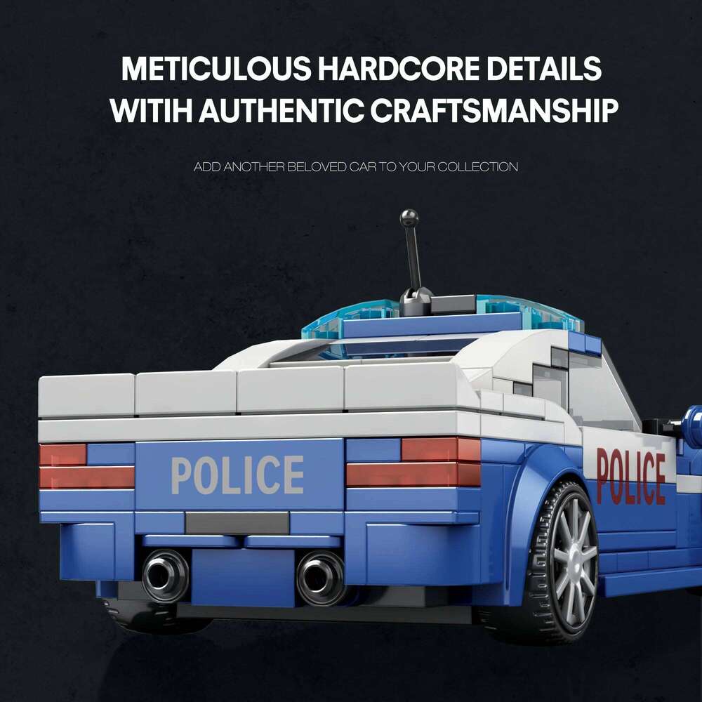 313PCS Blue Police Toy Building Blocks 1:24 Model Car Bricks Desktop Decoration Puzzle Assembly Toys For Kids Holiday Gifts Z260305