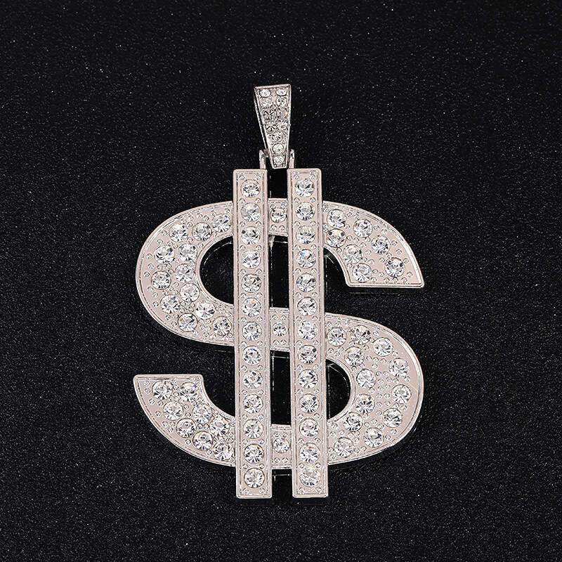 Hip Hop HIPHOP Dollar Cuban Pendant High-Quality Electroplated Color-Retaining Alloy Exaggerated Men's Necklace