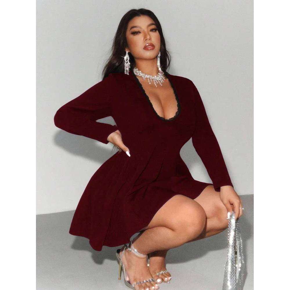 plus Lace Sexy Elegant Gown for Women Big Size Party Outerwear Fashionable Casual Dress