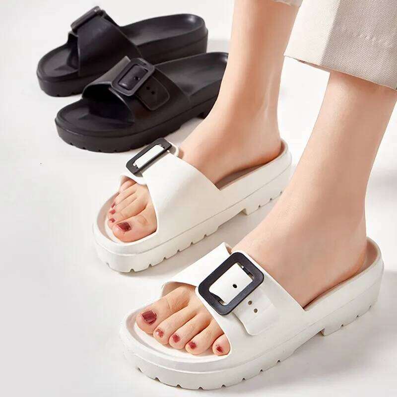 Litfun Women's Fashion Platform Slippers Summer New Outdoor Non-slip Beach Sandals With Adjustable Buckle Thick Sole Home Slides