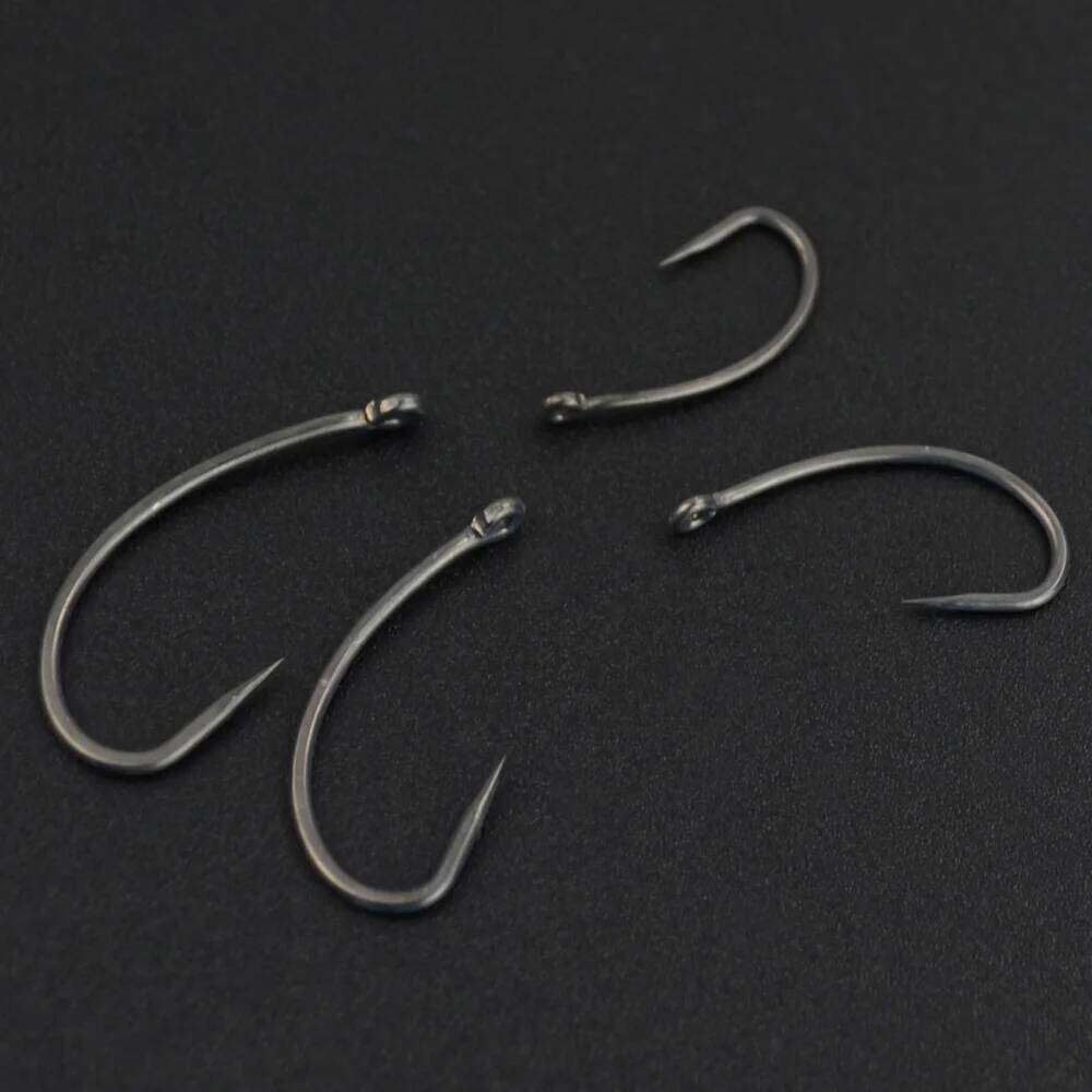 Hirisi 100pcs Carp Hook Coating Barbless Non-barb Fishhooks High Carbon Steel 8004 Fishing Accessories S260305