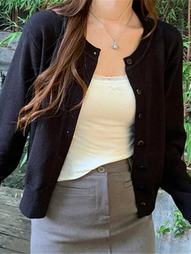 Womens Long Sleeve 2026 Cardigan O Neck Button Down Knit Lady Spring Autumn Knitted Single-breasted Cardigan Sweaters M260306