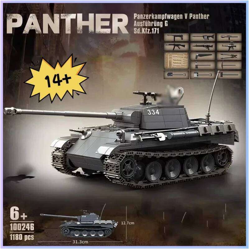 Military World War II Series Panther Type-G Tank Building Block Toy Collection Model Children For Christmas And Birthday Gifts Z260305