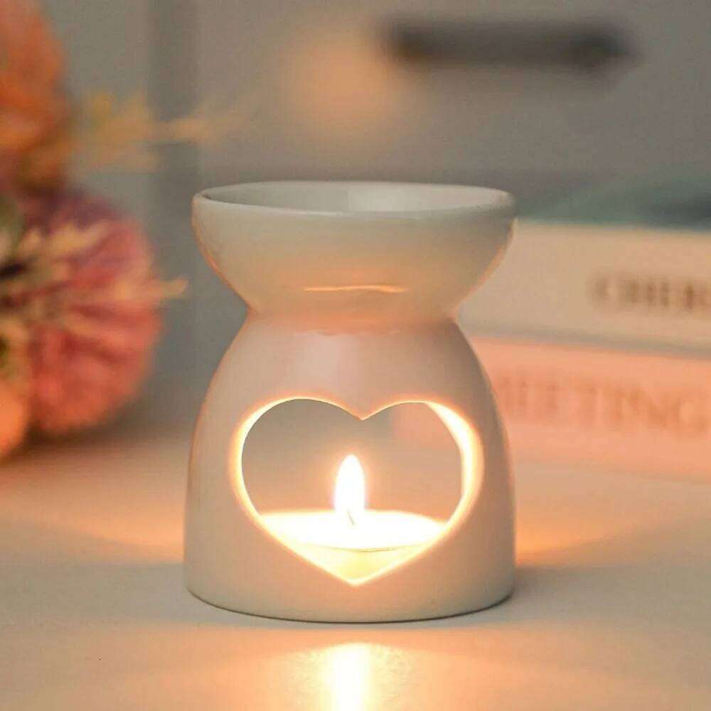 Ceramic Handicrafts Holders Hollow Patterns Essential Oil Burners Candle Incense Lamps Home Living Room Decoration XJ260305